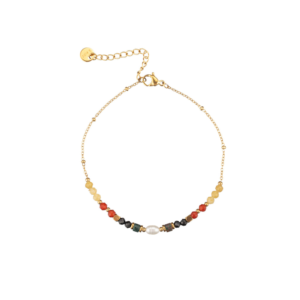 Steel Mineral Bracelet - Mineral and Pearls