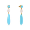 Turquoise Simile Mineral Teardrop Earrings – Pearl