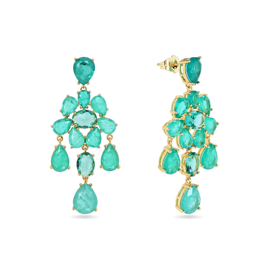 Mineral Earrings – Green Zirconia – 51 mm - Gold-plated