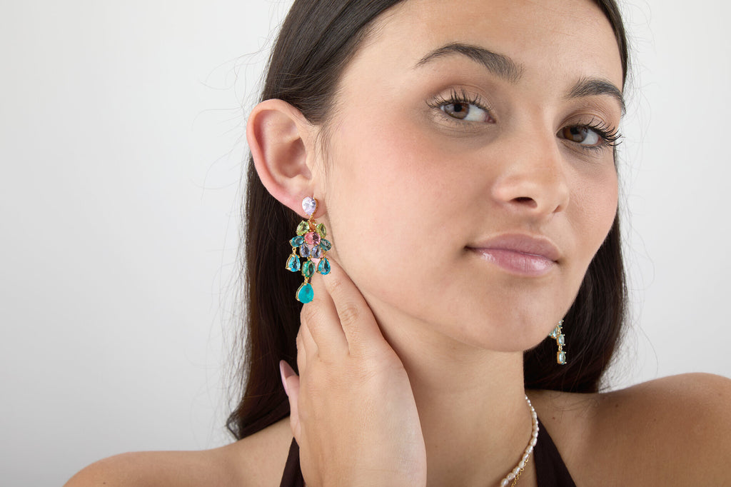 Mineral Earrings – Green Zirconia – 51 mm - Gold-plated