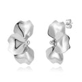 Long Steel Earring - Flower - 42 mm - Steel Color