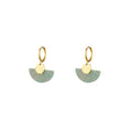 Natural Mineral Earrings - Hoop - Amazonite - Gold Color