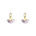 Natural Mineral Earrings - Hoop - Amethyst - Gold Color