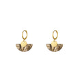 Natural Mineral Earrings - Hoop - Labradorite -  Gold Color