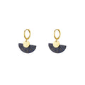 Natural Mineral Earrings - Hoop - Lapis Lazuli -  Gold Color