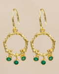 Earring Nori hexagon with green agate charms