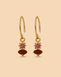 Earring Bernie hanging rhodonite and red jasper
