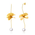 Mineral Earring - Pearl - Design - 92 mm - Gold Color