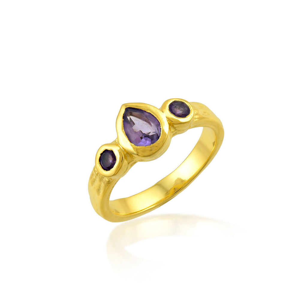 Mineral Ring - Teardrop 9mm - Gold Plated