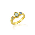 Mineral Ring - Teardrop  Labradorite  - Gold Plated