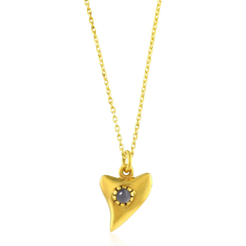 Necklace - Labradorite Shark Tooth - Gold Plated