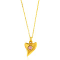 Necklace - Pink Chalcedony Shark Tooth  Gold plated