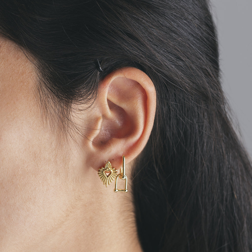 Square Earrings - Link 20mm - Gold Plated