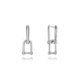 Square Earrings - Link 20mm - Rhodium Silver