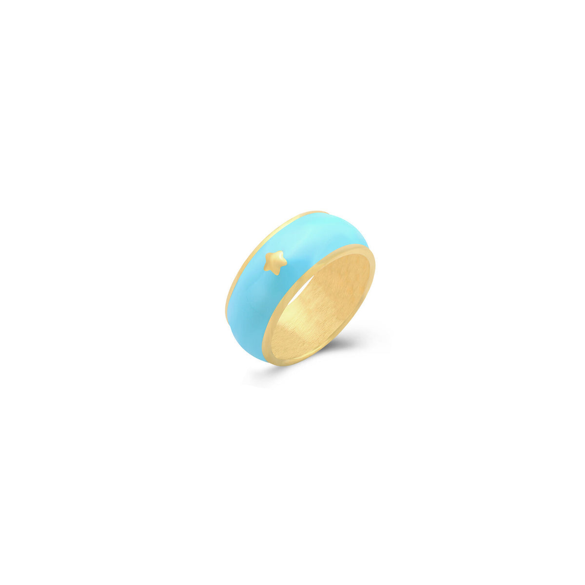 Enamel - Star Steel Ring - Gold Color