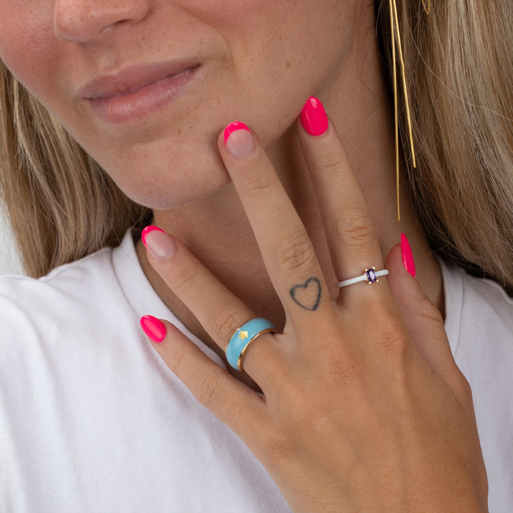 Enamel - Star Steel Ring - Gold Color