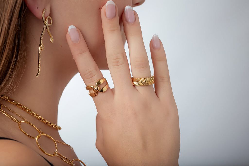 Steel Ring Knot - Gold Colour and Silver Colour