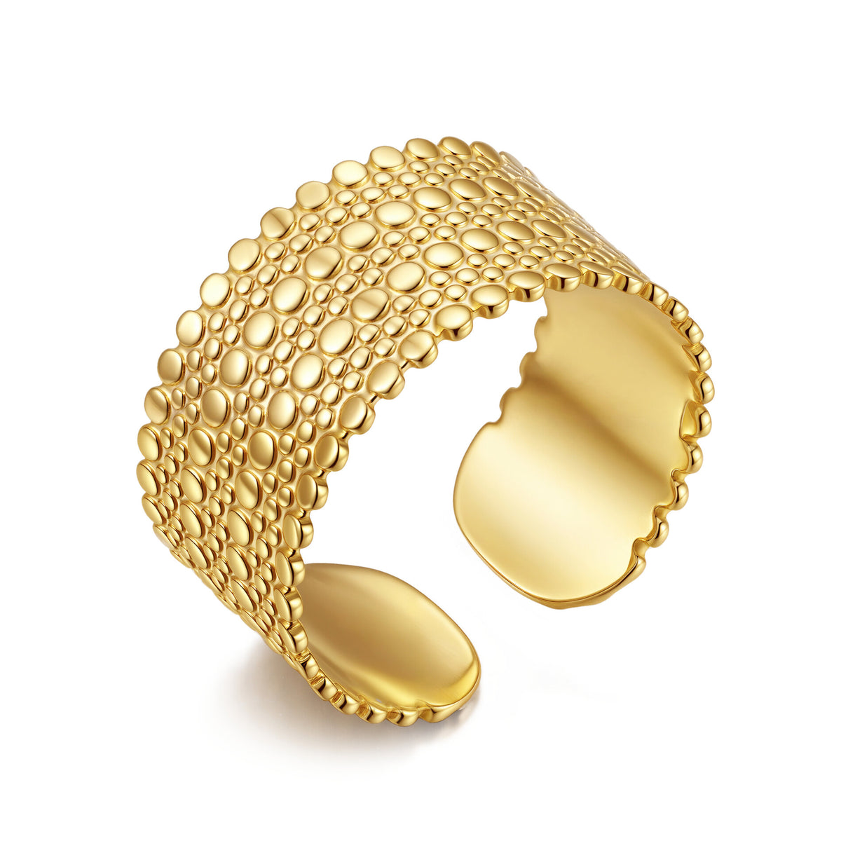 Plain Open Ring - Textured - Gold Color