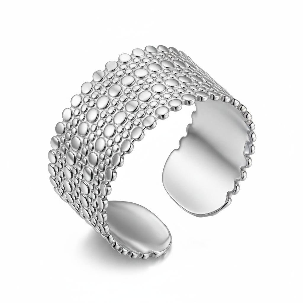 Plain Open Ring - Textured - Gold Color