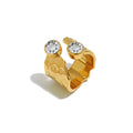 Hammered  Ring - Two Zirconias - Open
