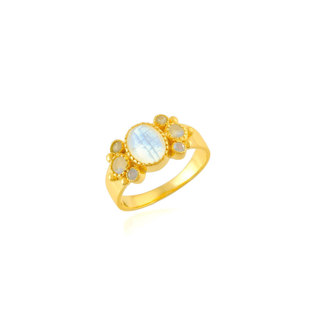 Mineral Ring - Flower - Gold Plated