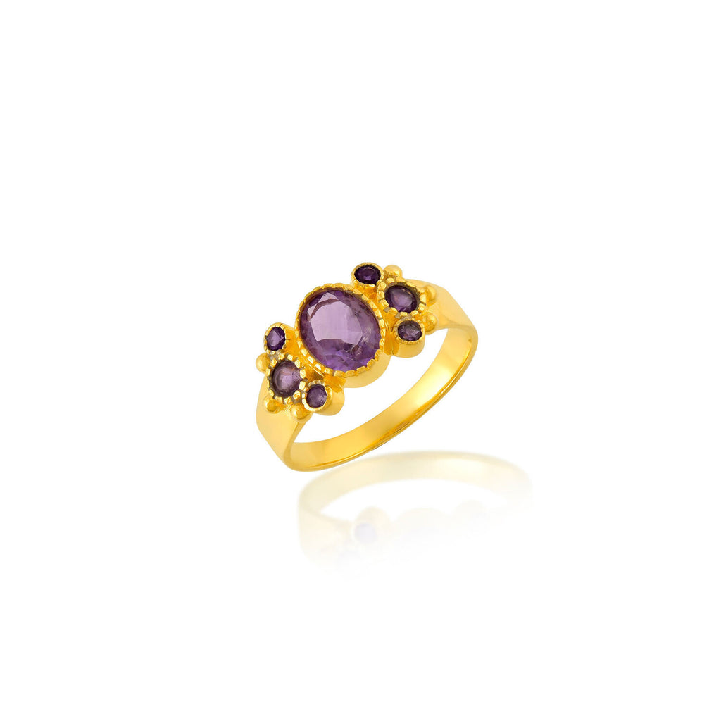 Mineral Ring - Flower - Gold Plated