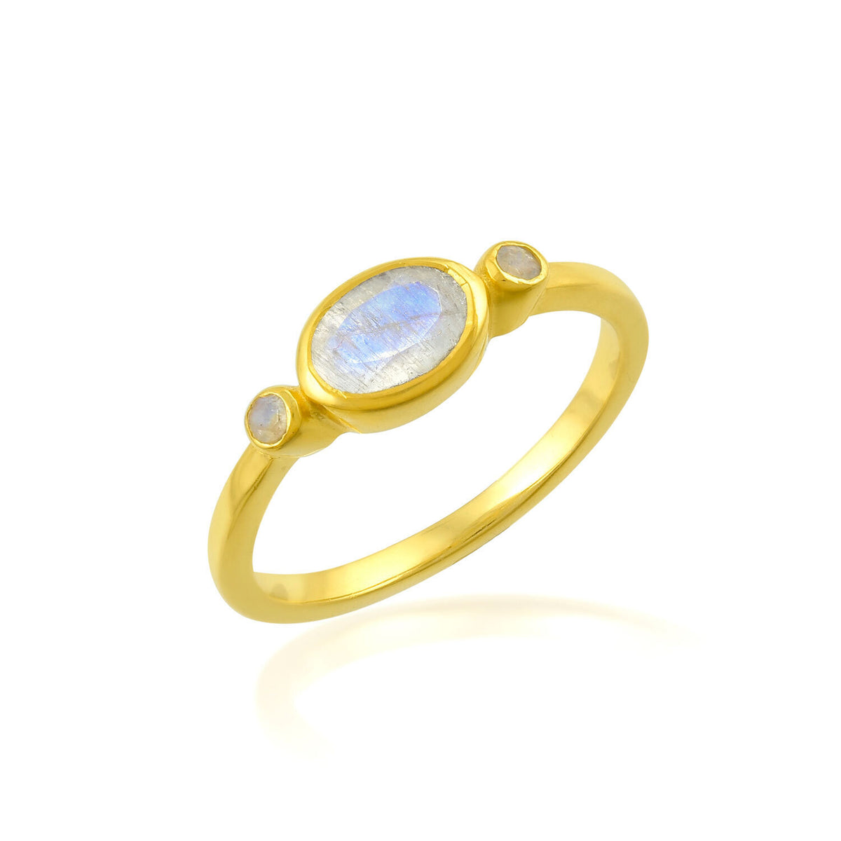 MINERAL RING - OVAL 6.5*8.5MM - GOLD PLATED