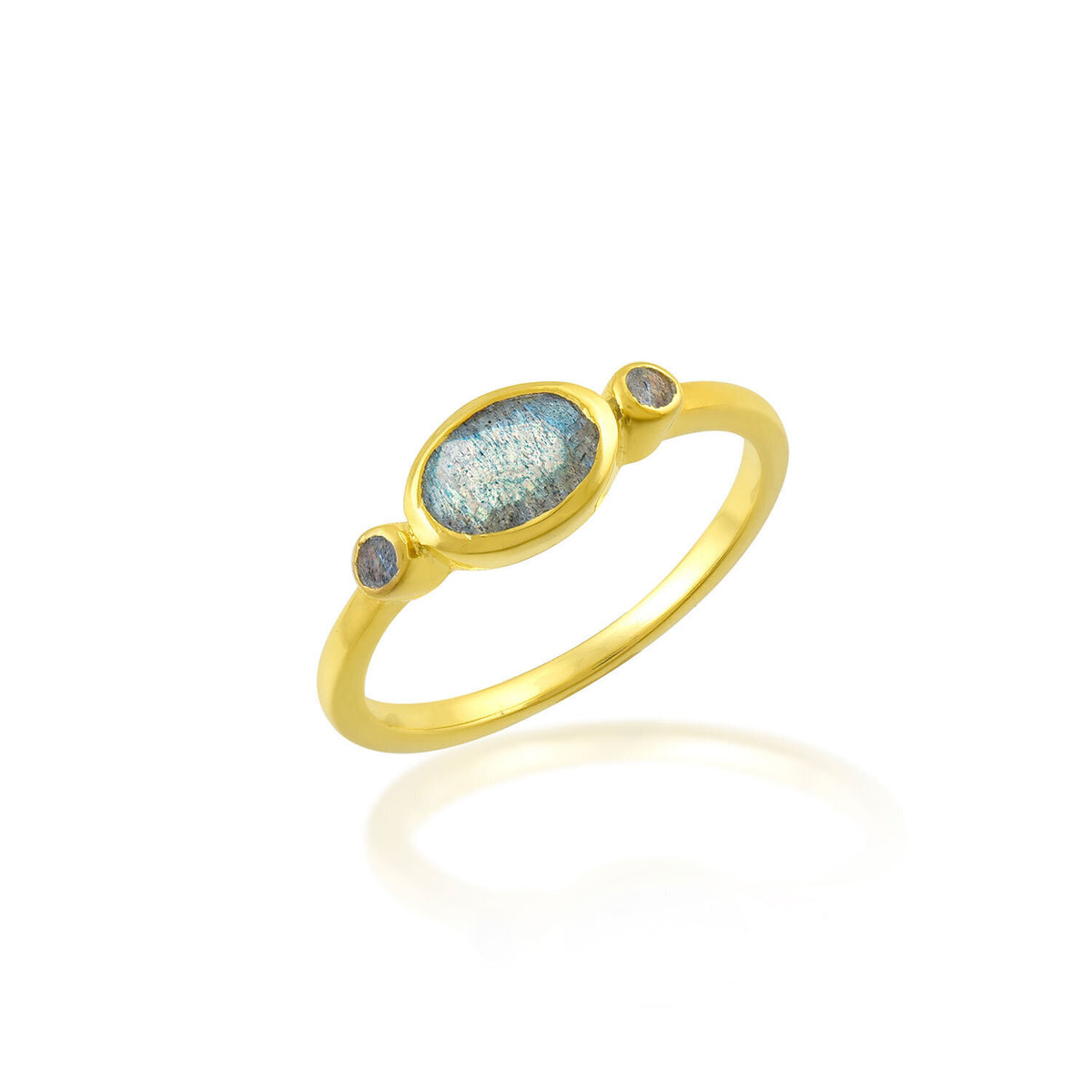 MINERAL RING - OVAL 6.5*8.5MM - GOLD PLATED