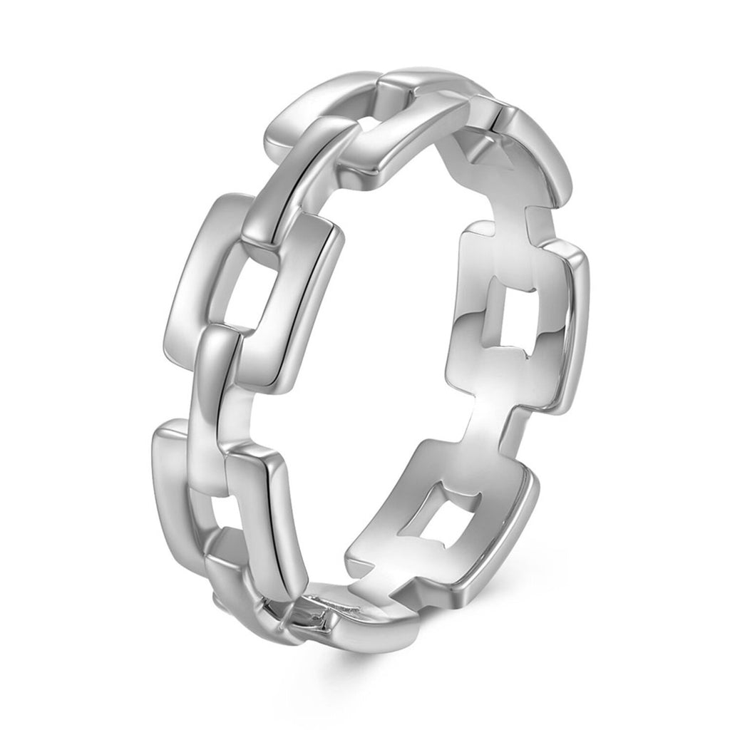 Silver Ring - Link - Silver Gold Plated-Silver Rhodium