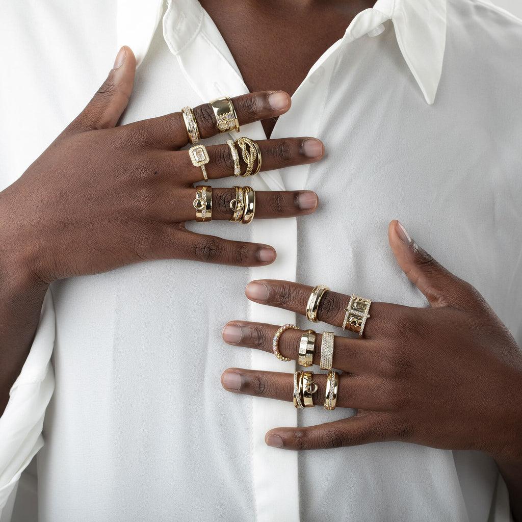 Silver Ring - Chain - Gold Plated and Rhodium Plated Silver
