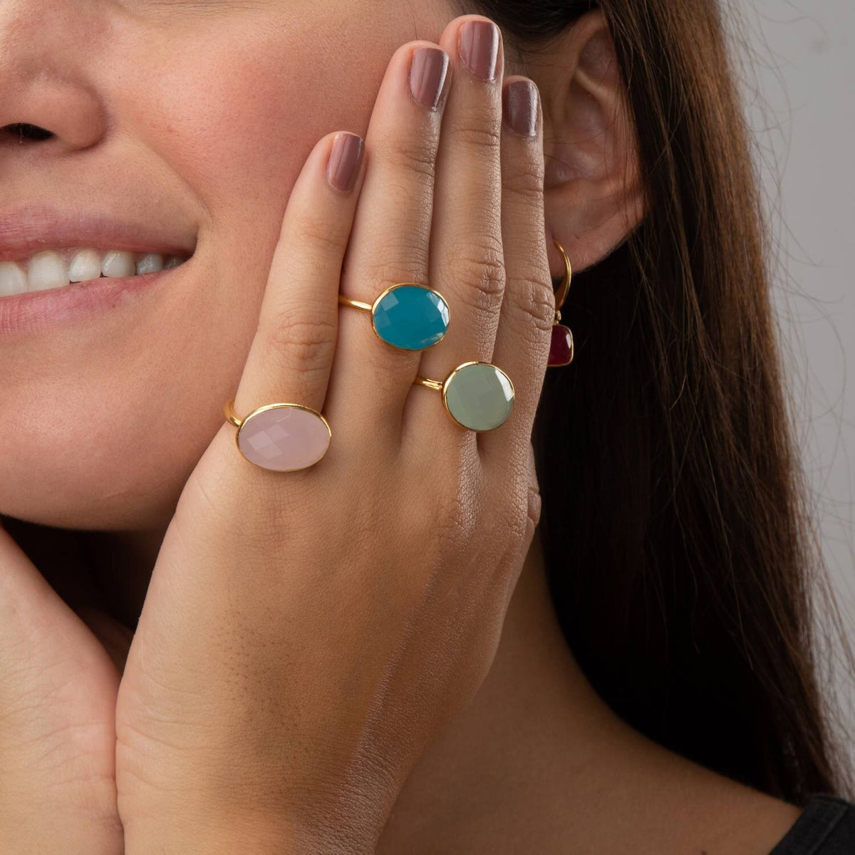 Mineral Ring - 15*20mm - Gold Plated