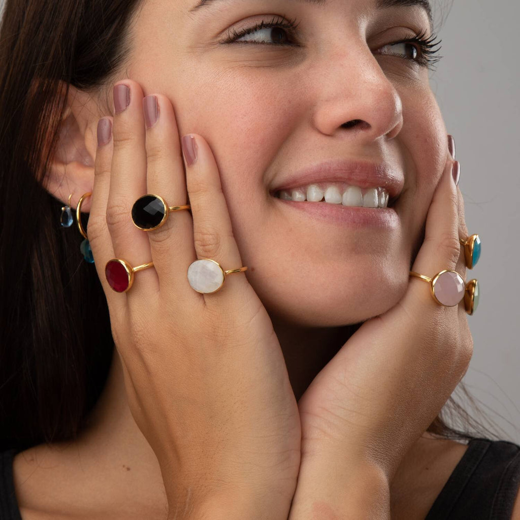 Mineral Ring - 15*20mm - Gold Plated