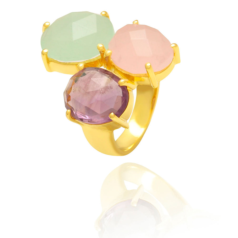 Mineral Ring - Silver Gold Plated - Various Stone