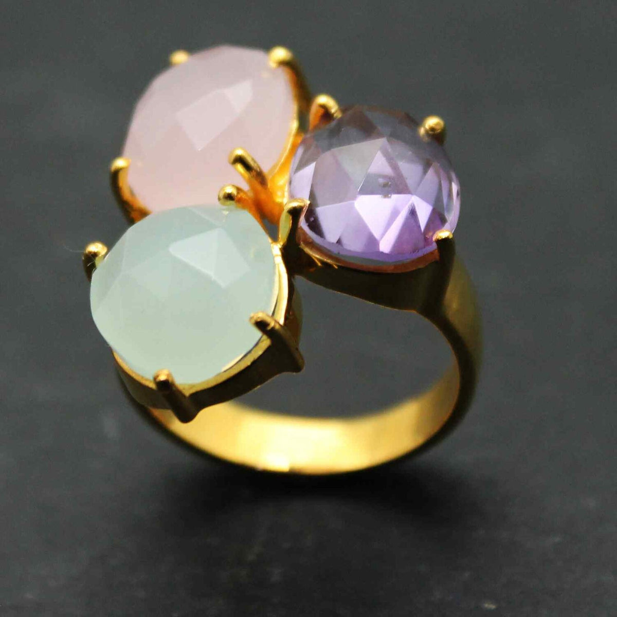 Mineral Ring - Silver Gold Plated - Various Stone
