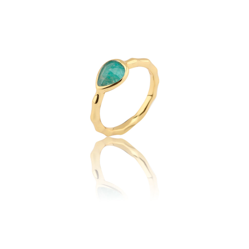 Mineral Ring - Tear - Gold Plated - Gemstone