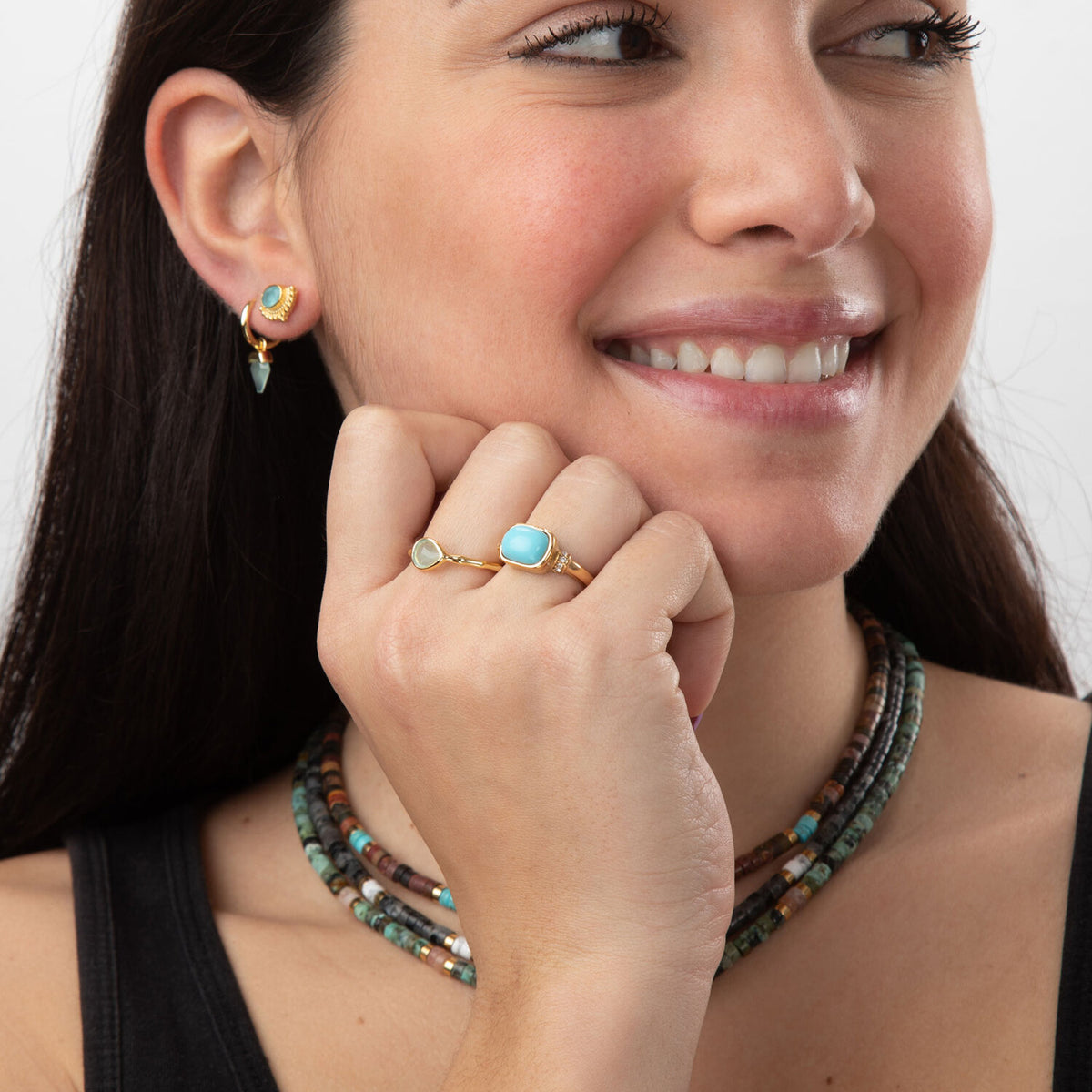 Mineral Ring - Tear - Gold Plated - Gemstone