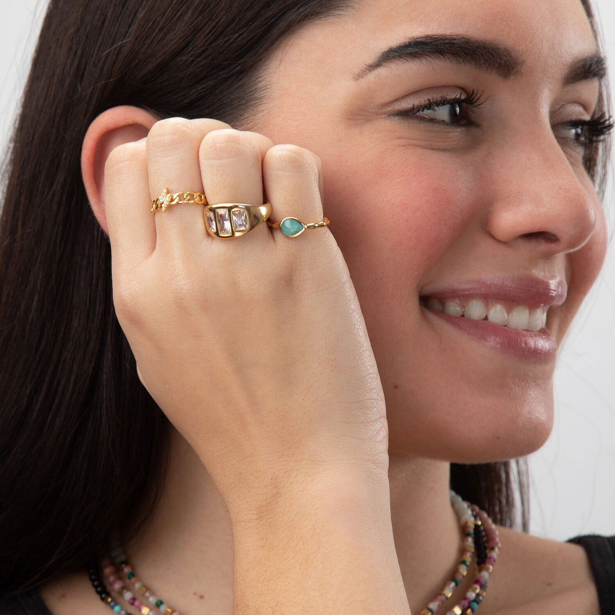 Mineral Ring - Tear - Gold Plated - Gemstone