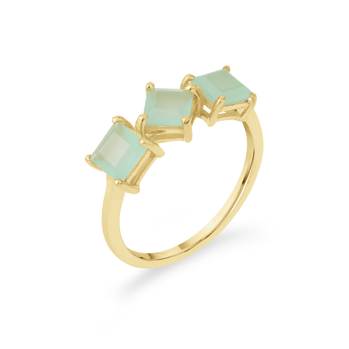 3 Square Mineral Ring - 5 mm - Gold Plated