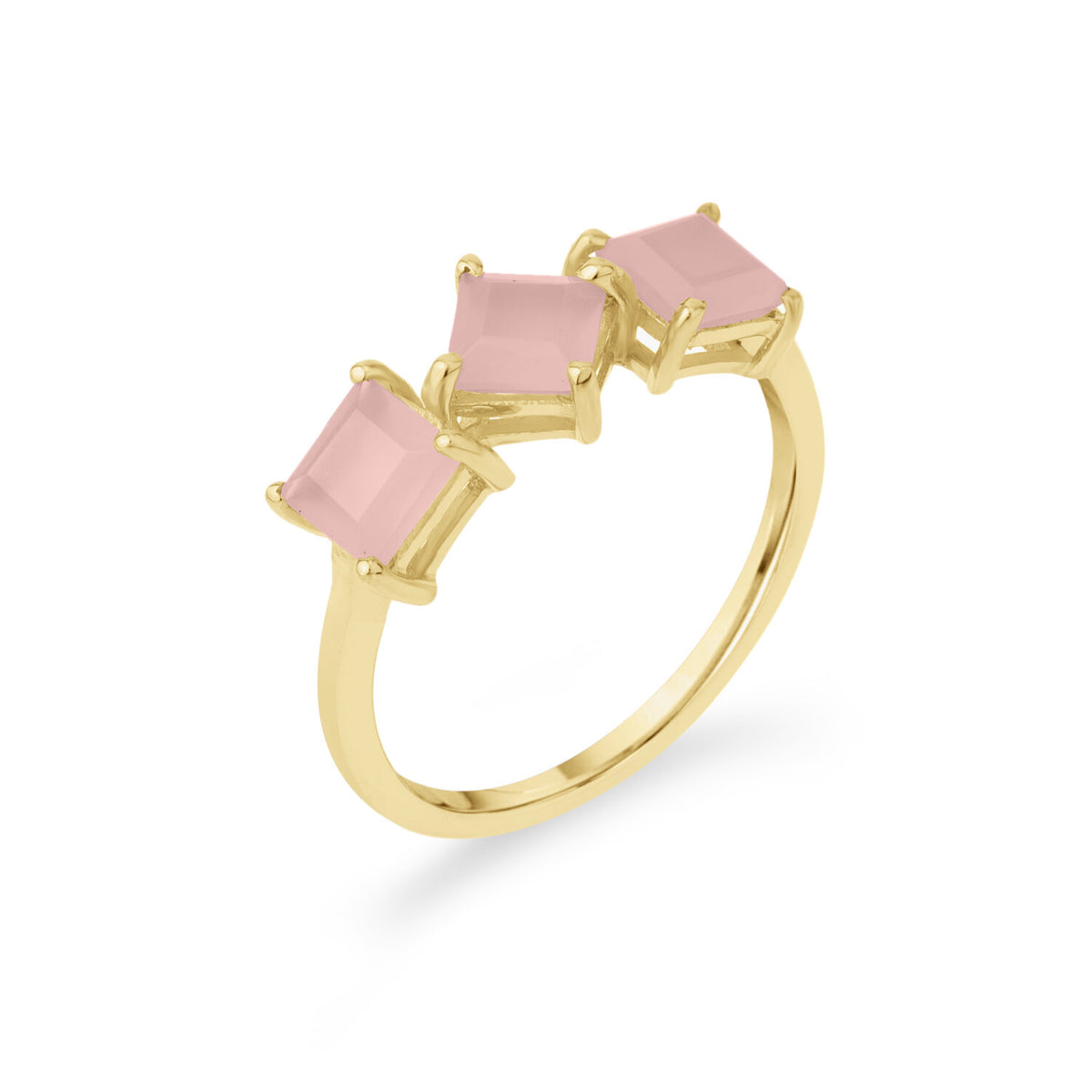 3 Square Mineral Ring - 5 mm - Gold Plated