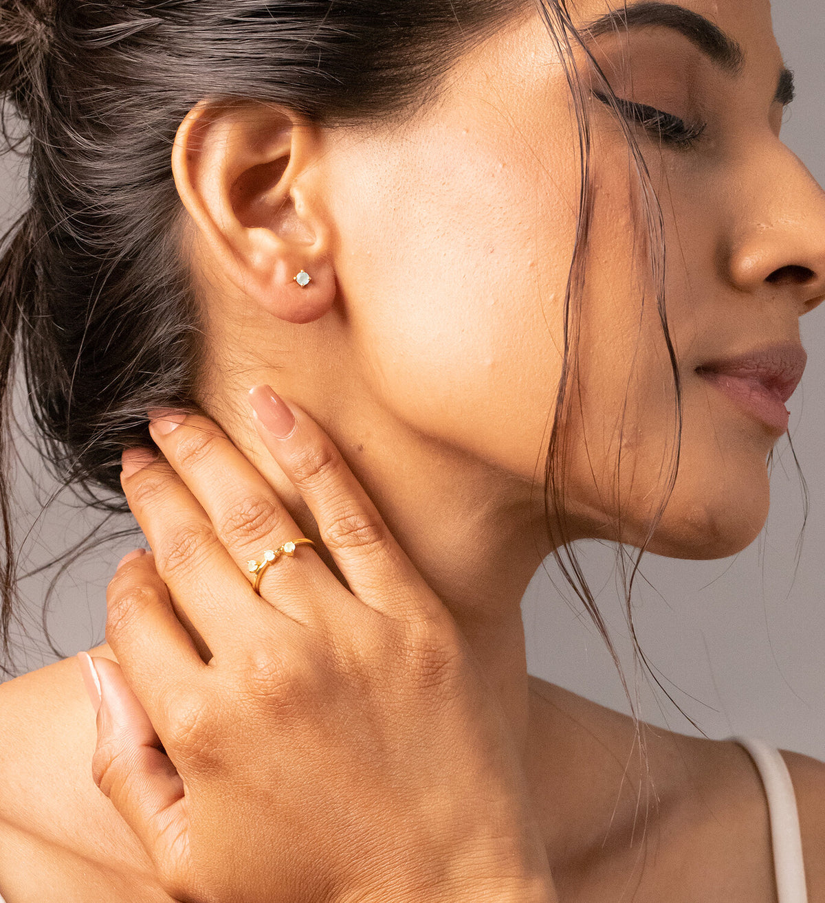 Ring with 3 Minerals  - Gold Plated