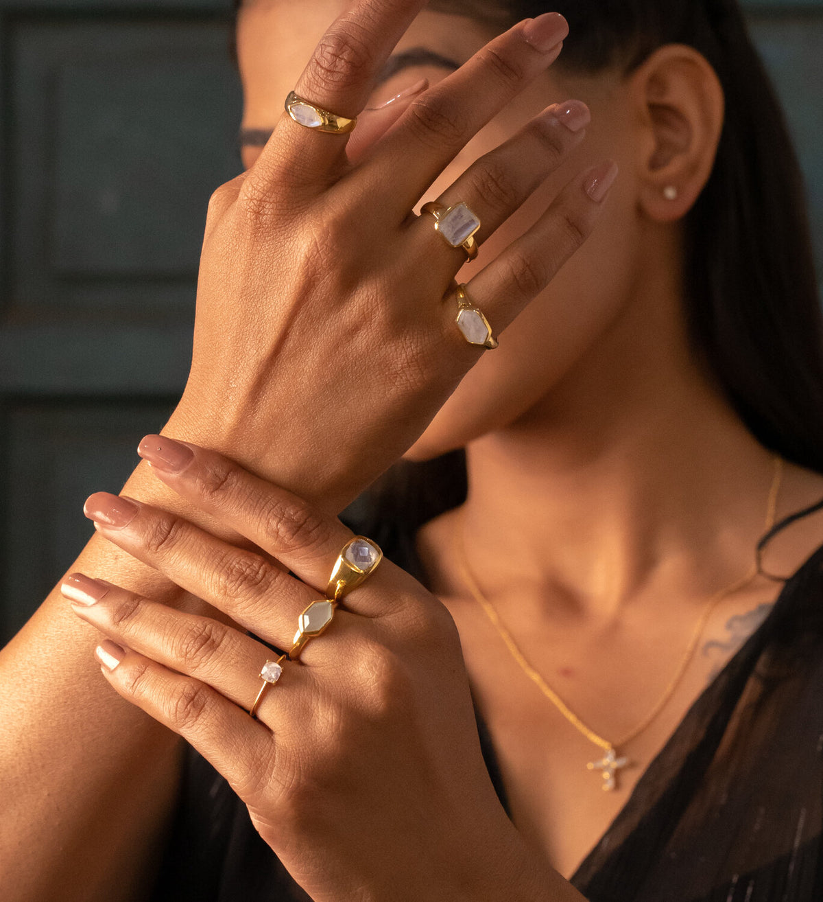 Mineral Ring - 5 mm- Gold Plated