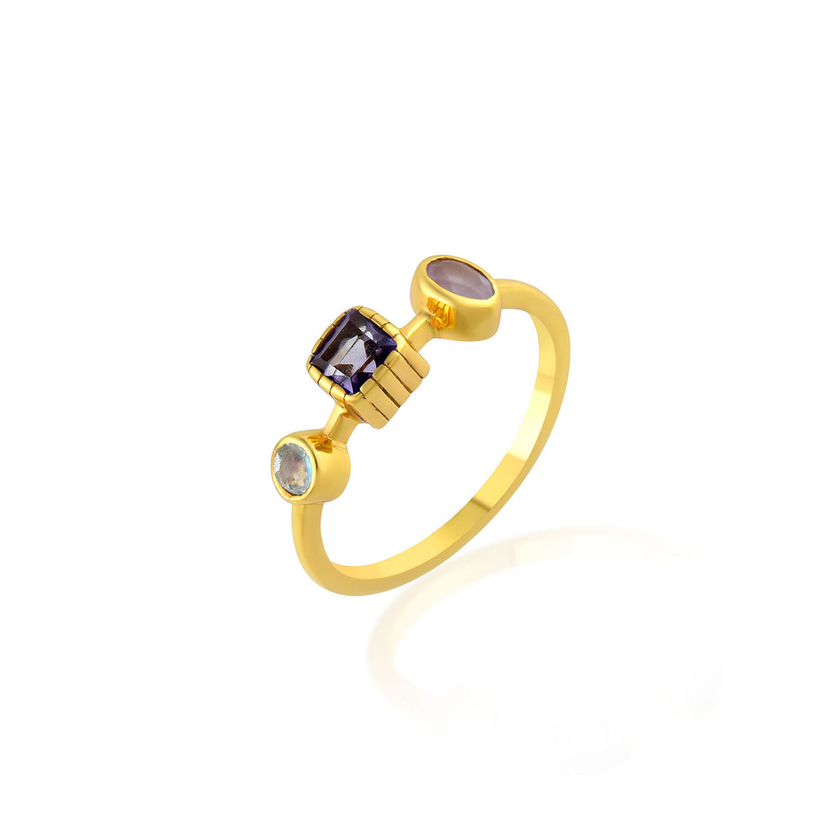 Mineral Ring - 3 Minerals - Gold Plated