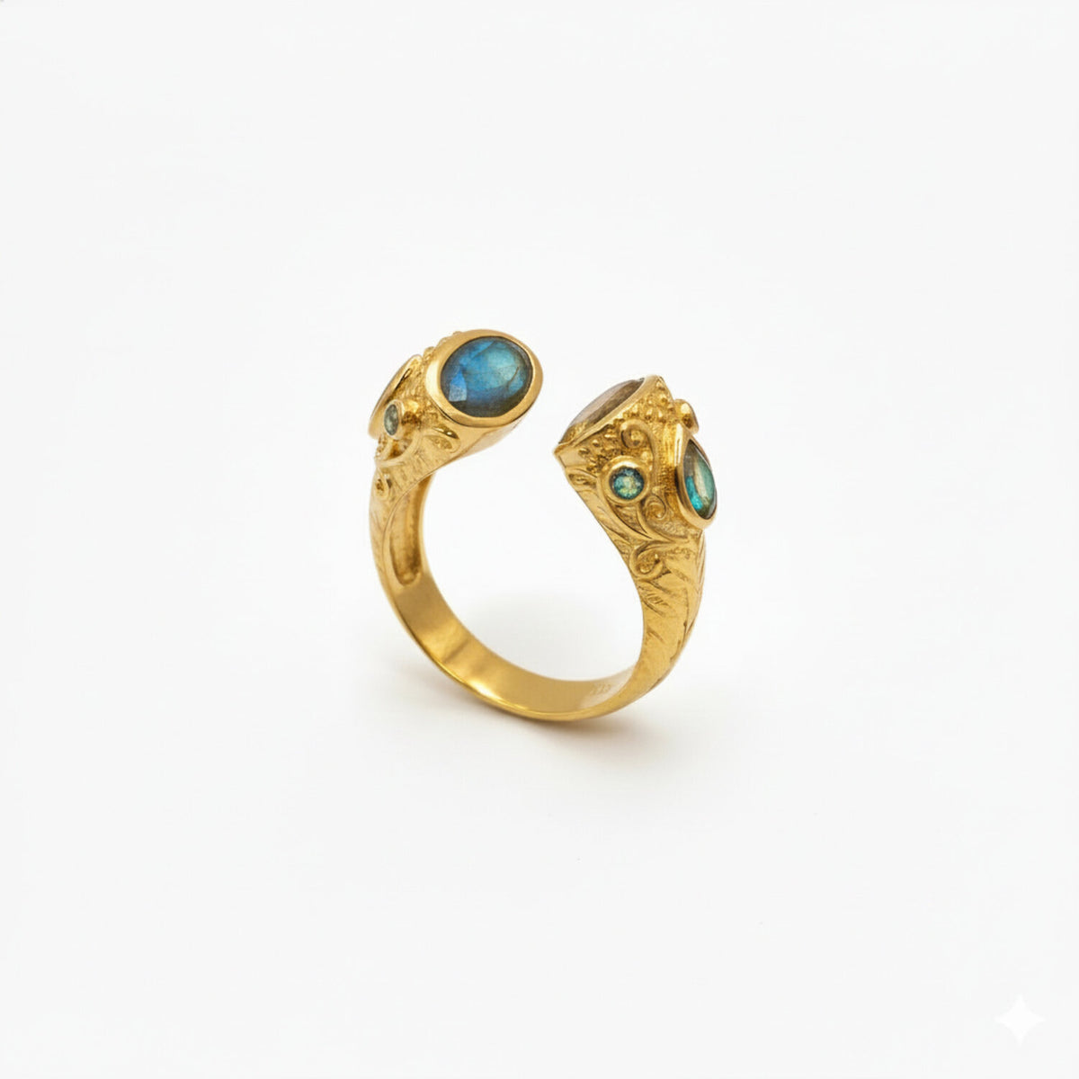 Mineral Ring - Open  - Gemstone - Gold plated