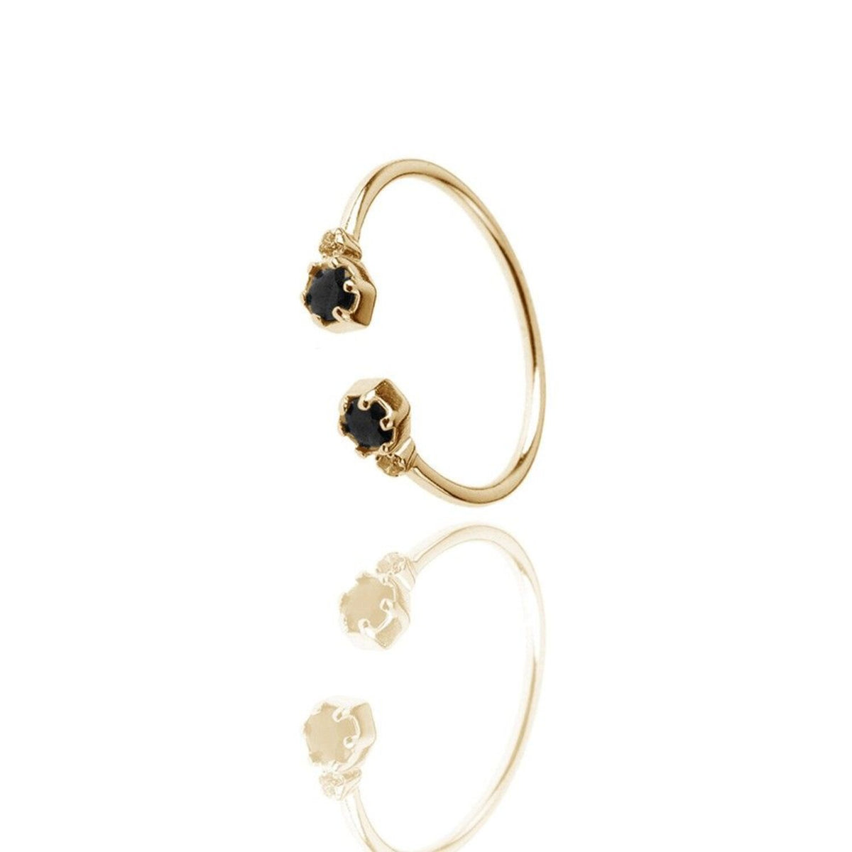 Open Zirconia Ring  - Gold Plated Silver - Turquoise