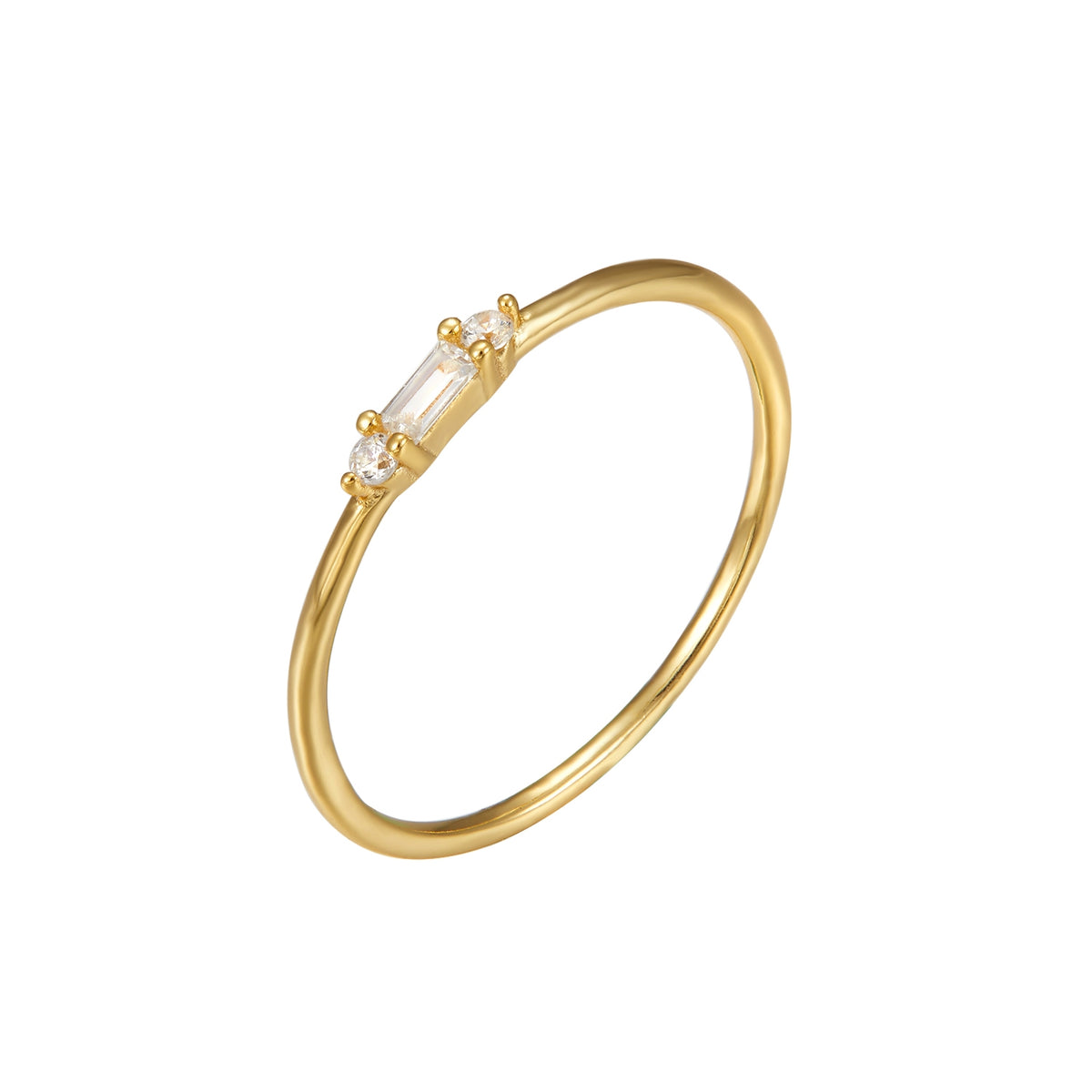 Zircon Minimalisme Ring -Silver Gold Plated-Silver Sterling