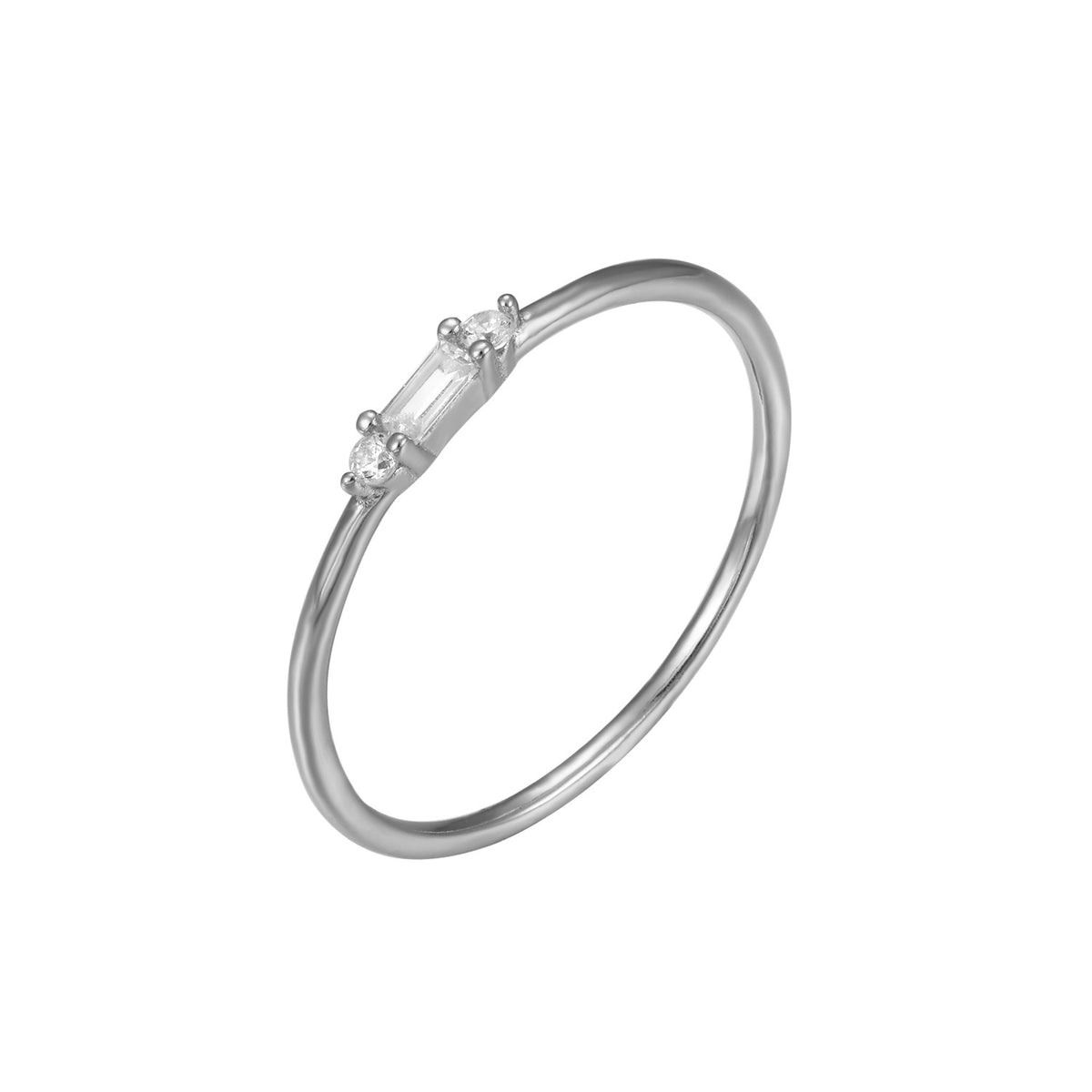 Zircon Minimalisme Ring -Silver Gold Plated-Silver Sterling