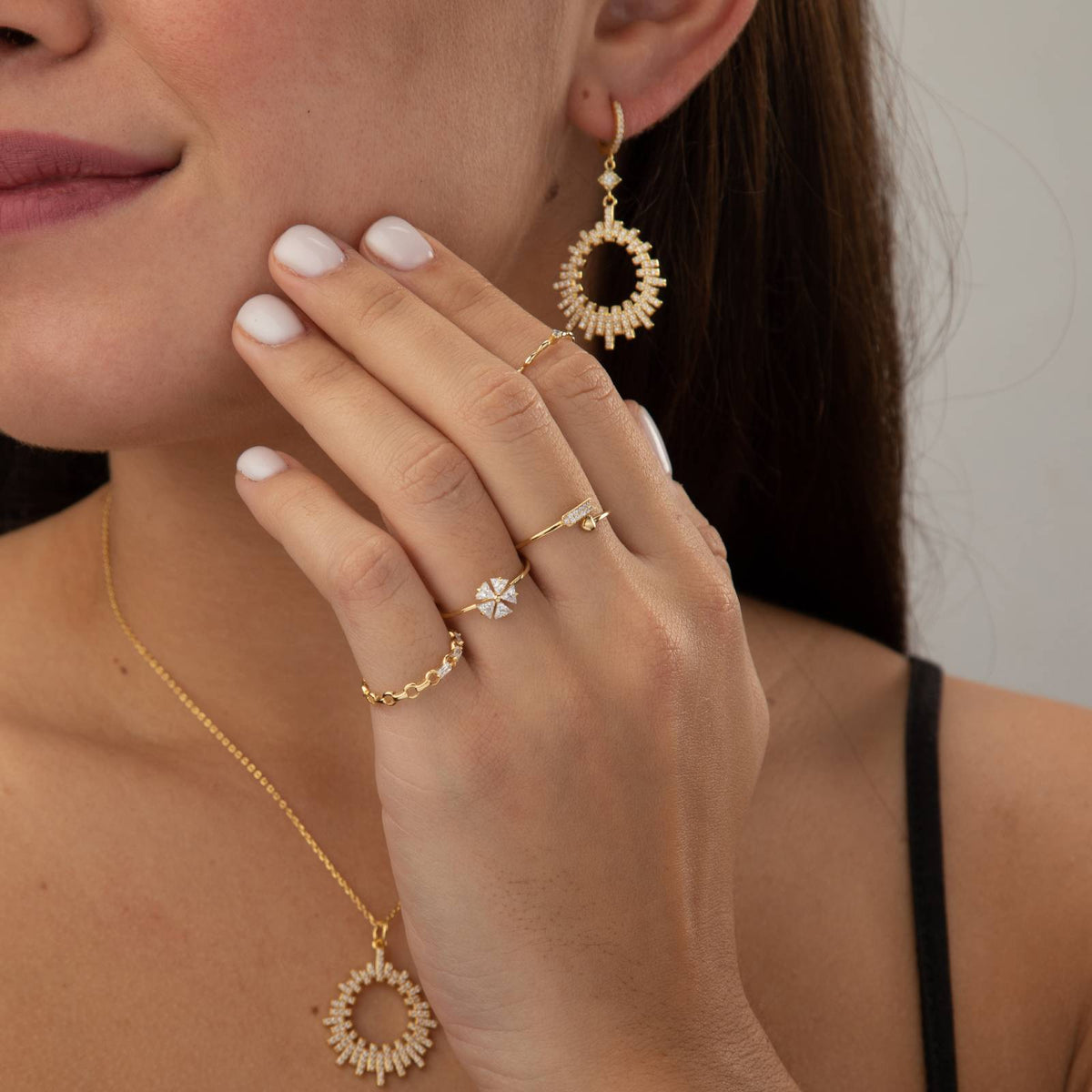 Zirconia Silver Ring - Silver Gold Plated and Rhodium Silver