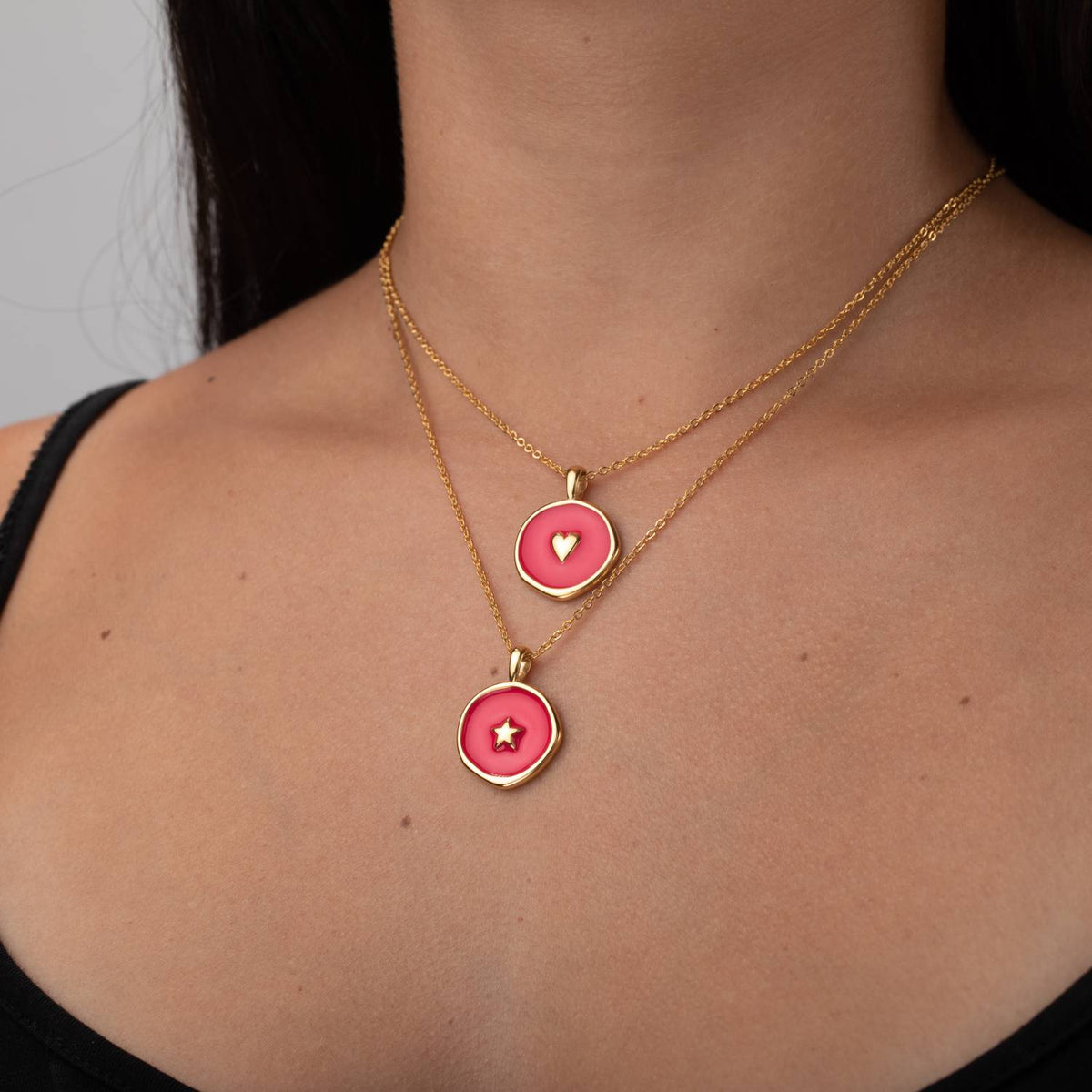 Steel Necklace - Star - Enamel  - Gold Plated