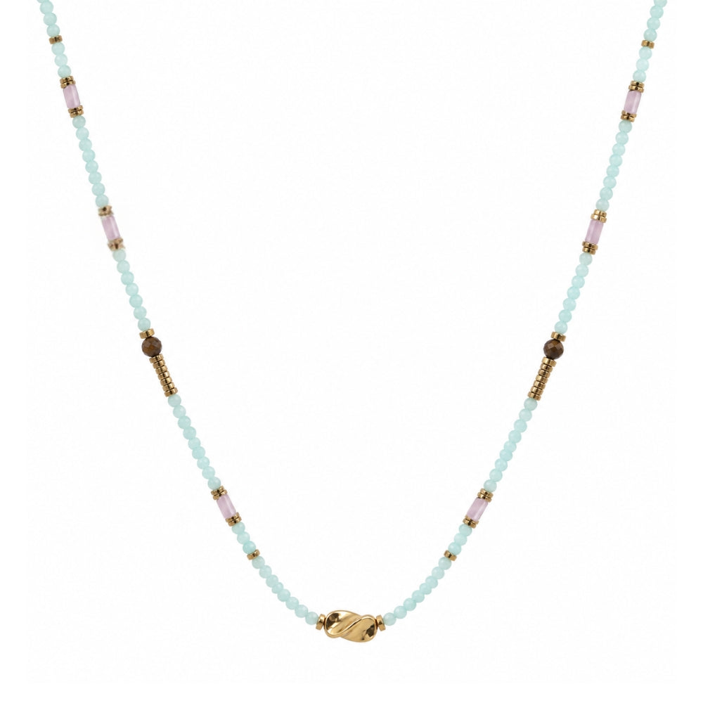 Necklace Stainless Steel - Natural Mineral  - Gold Color