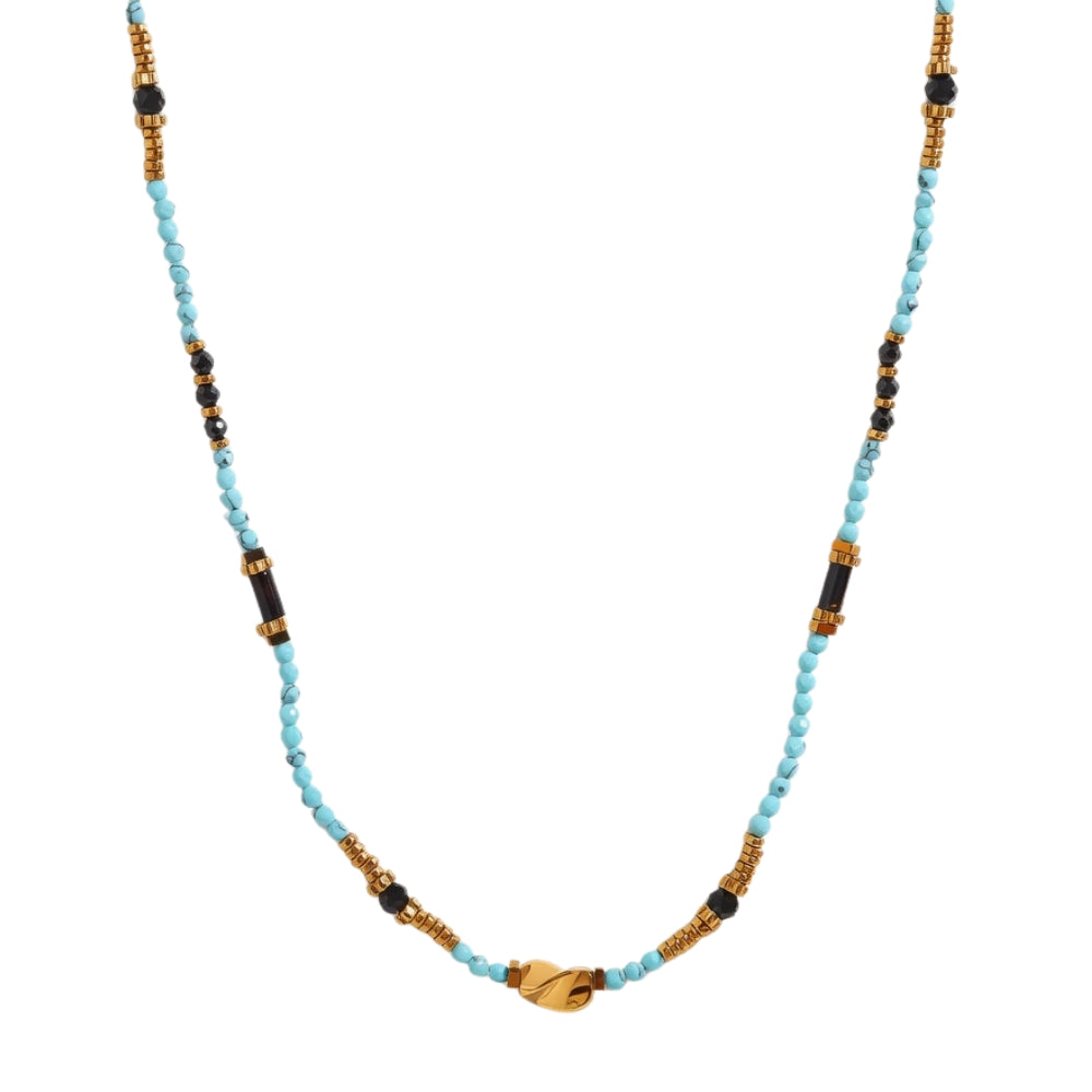 Necklace Stainless Steel - Natural Mineral  - Gold Color